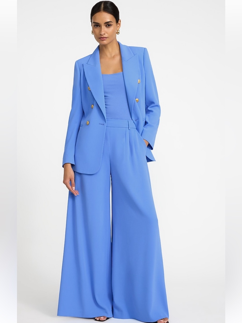Express Wide-Leg High-Waist Pants in French Blue